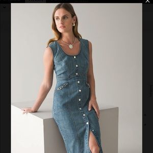 Denim Sheath Sleeveless Dress